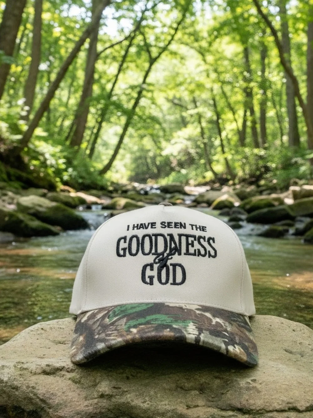 New! I Have Seen The Goodness of God Camo Baseball Cap Hat